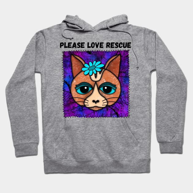 Please Love Rescue Cat Design In Patch-style Hoodie by Quirky And Funny Animals